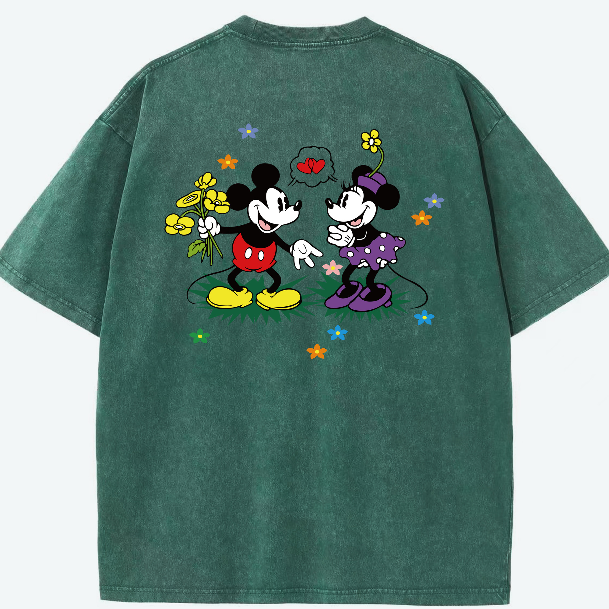 （画像用） ミッキーマウス Mickey Mouse 綿100% ヴィンテージ風 半袖Tシャツ（背面プリント）